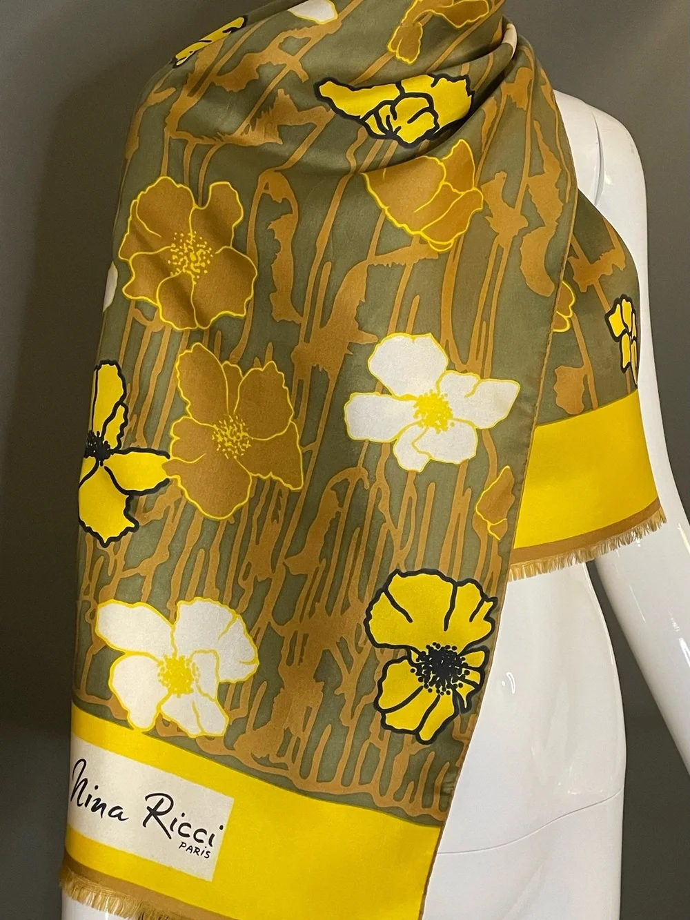 Gorg Vintage Nina Ricci Silk Scarf 15 x 54 Very Good Condition